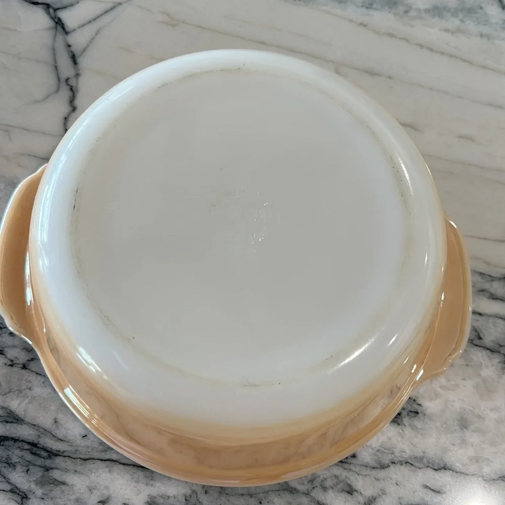 Peach Luster Fire King Oven Ware 2 Round Quart Casserole Dish